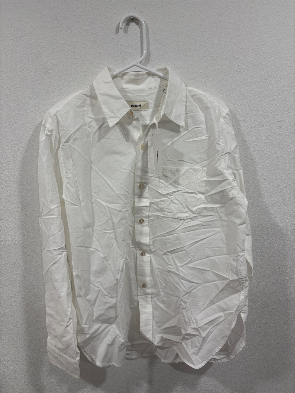 Buck Mason Women’s White Mainstay Cotton Button Down Shirt NWT $148 Medium